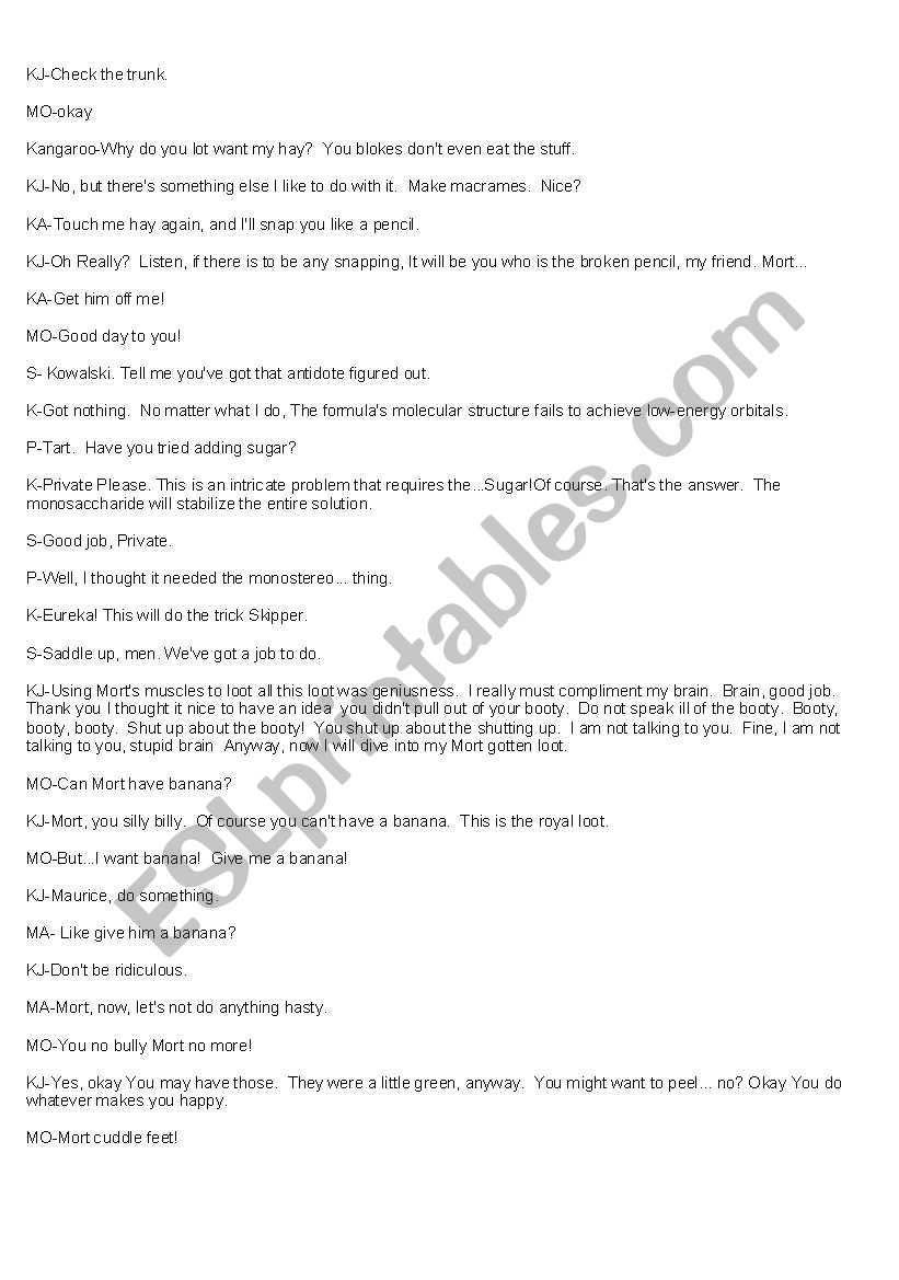 English Worksheets Penguins Of Madagascar Mort Unbound English Worksheets Penguins Of Madagascar Mort Unbound