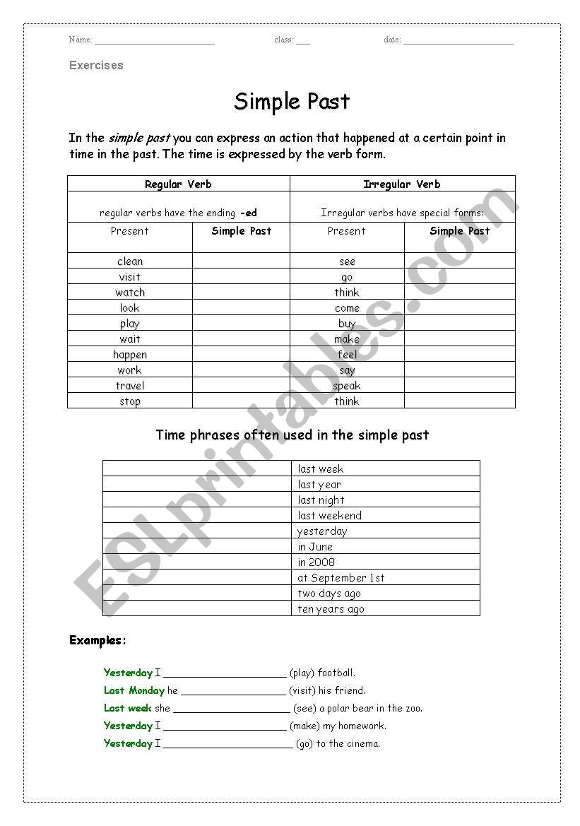 Simple Past worksheet