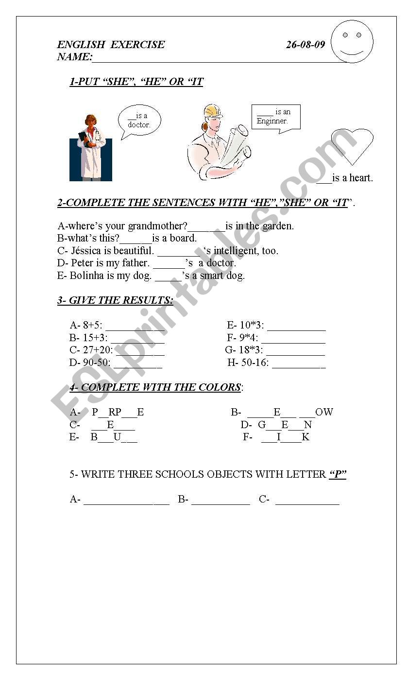 english exercise worksheet