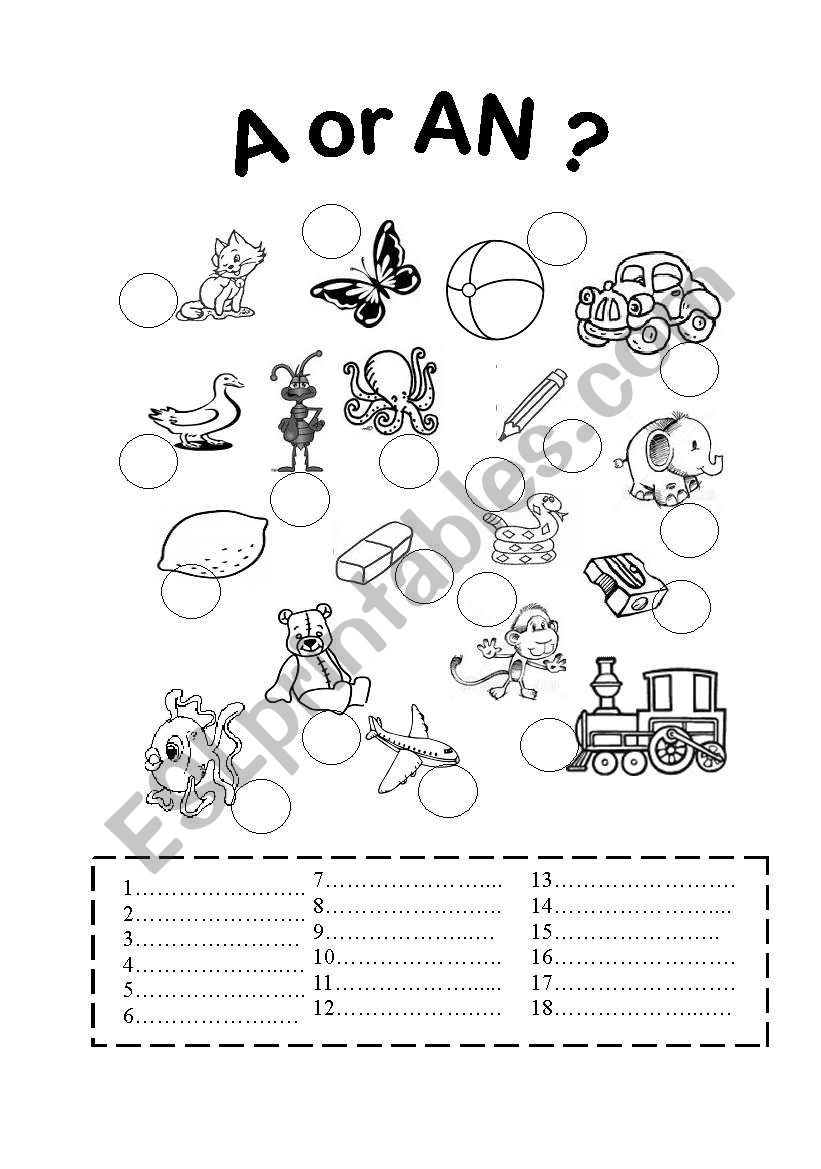 a or an? worksheet