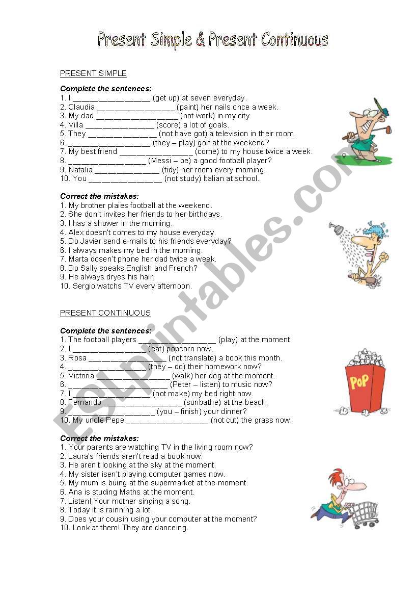 REVIEW PRESENT SIMPLE AND CONTINUOUS