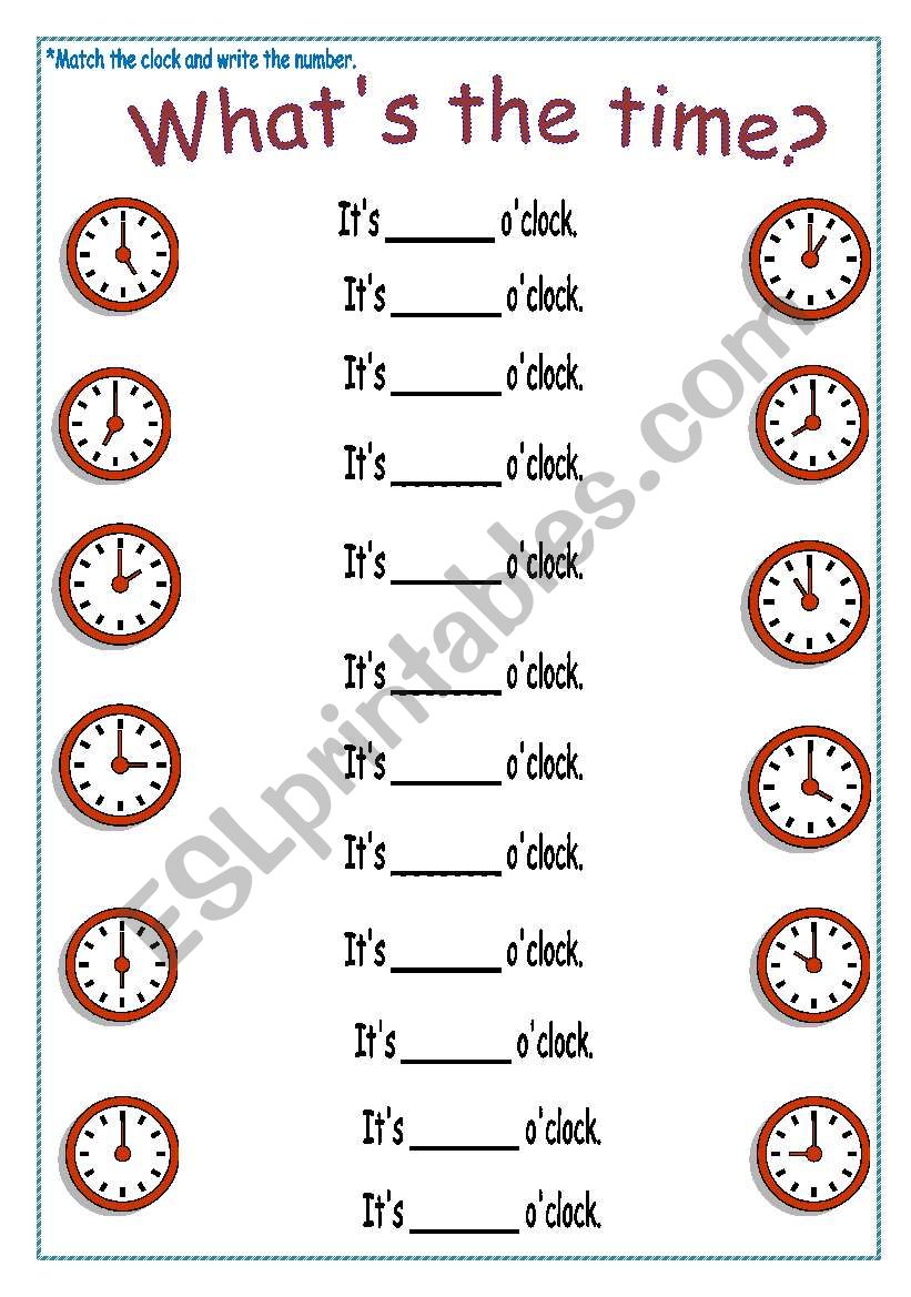 Whats the time?  worksheet