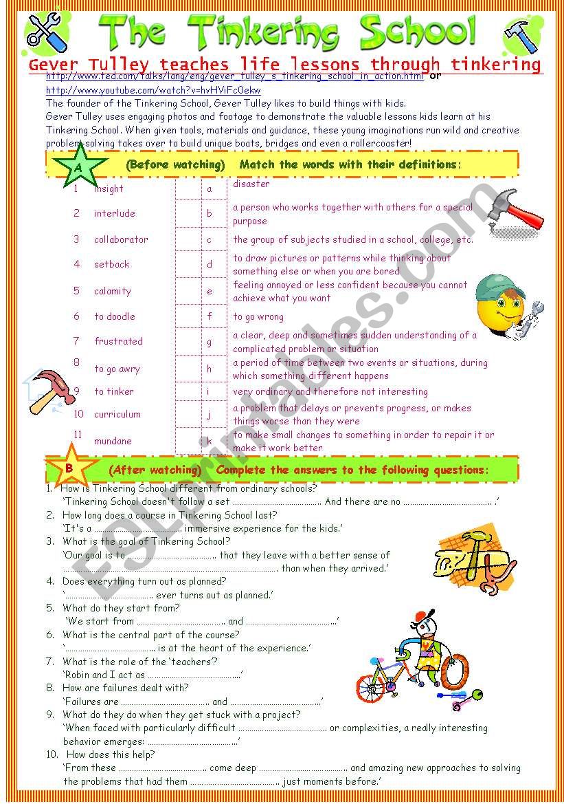 Gever Tulley teaches life lessons through tinkering (B&W copy + Answer Key)