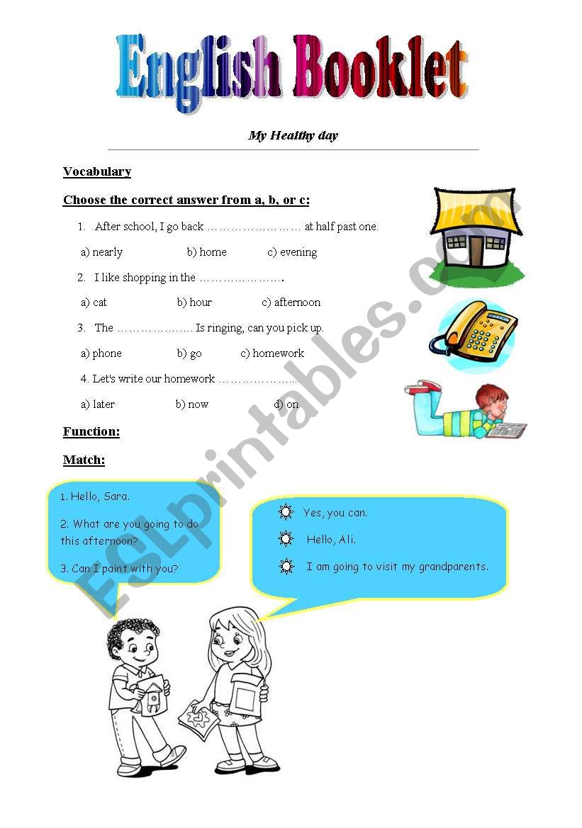 English Booklet worksheet