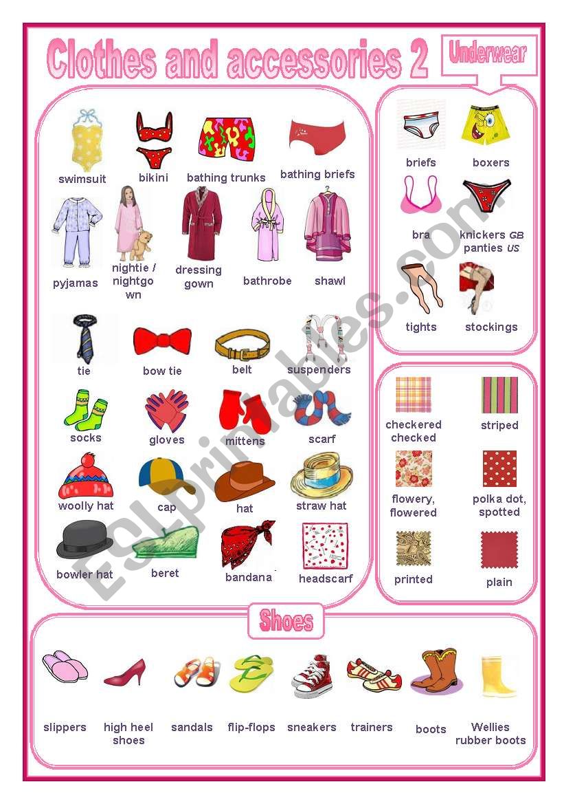 Clothes and accessories 2: a pictionary (editable)