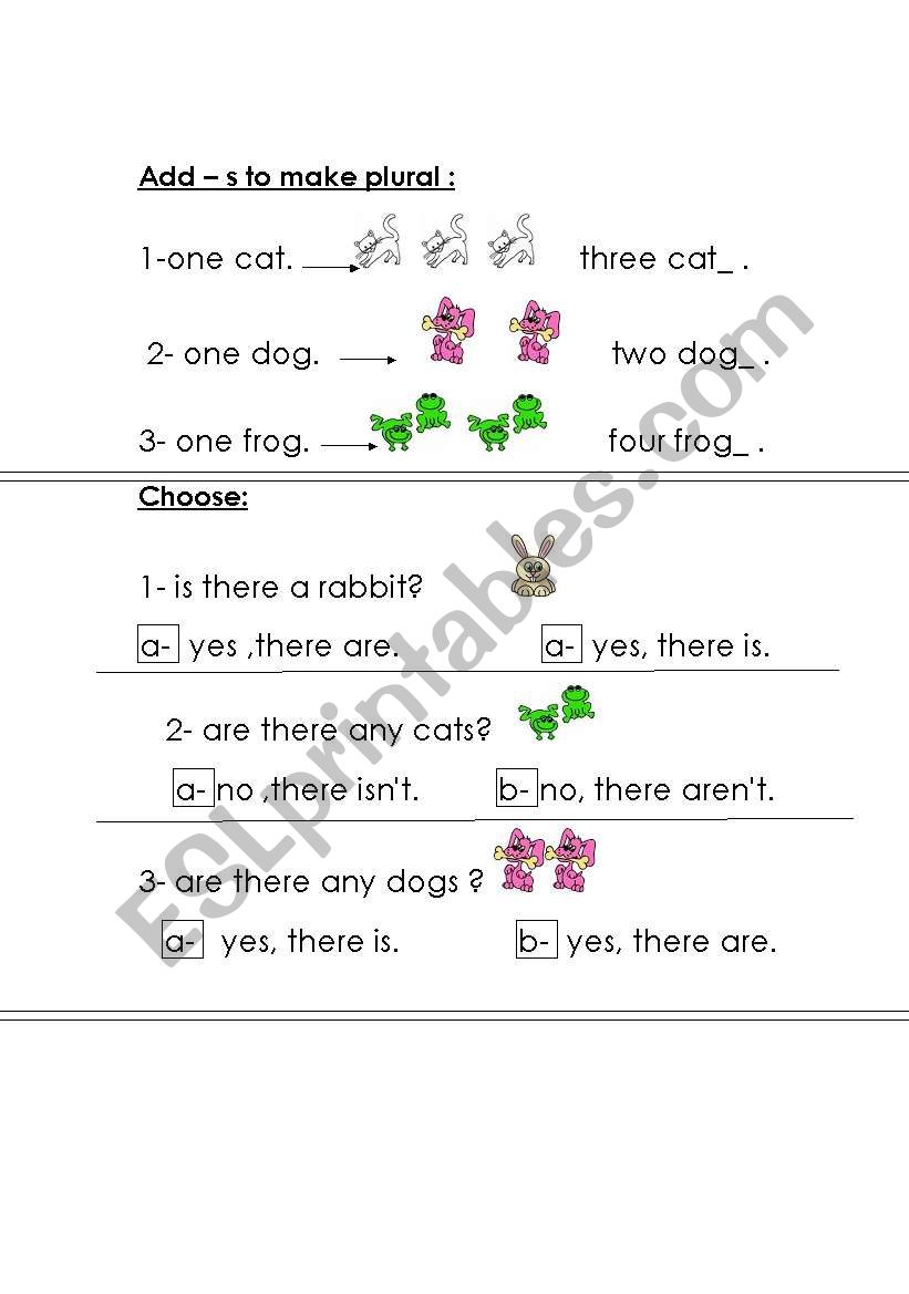 singular and plural worksheet