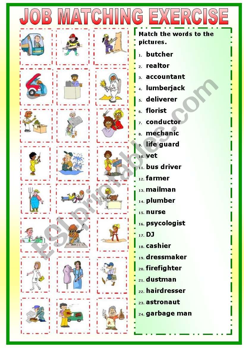 Job Matching Exercise worksheet