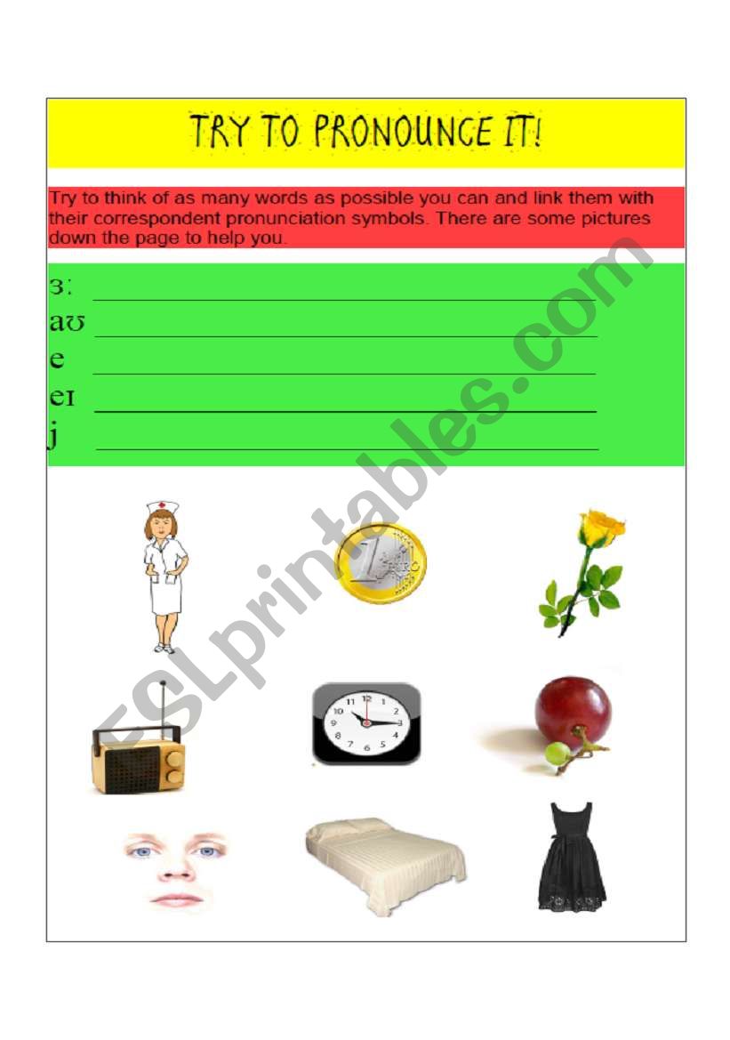 Pronunciation exercise worksheet