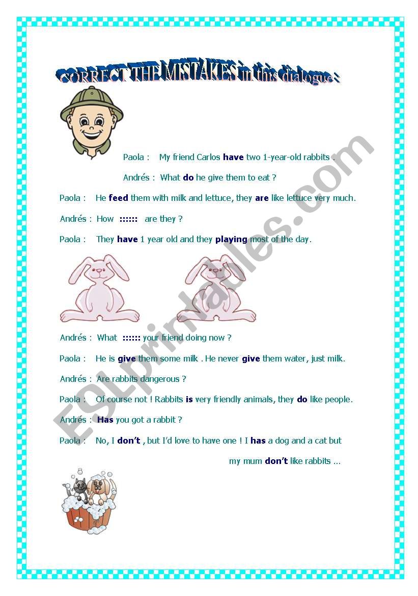 Find mistakes worksheet