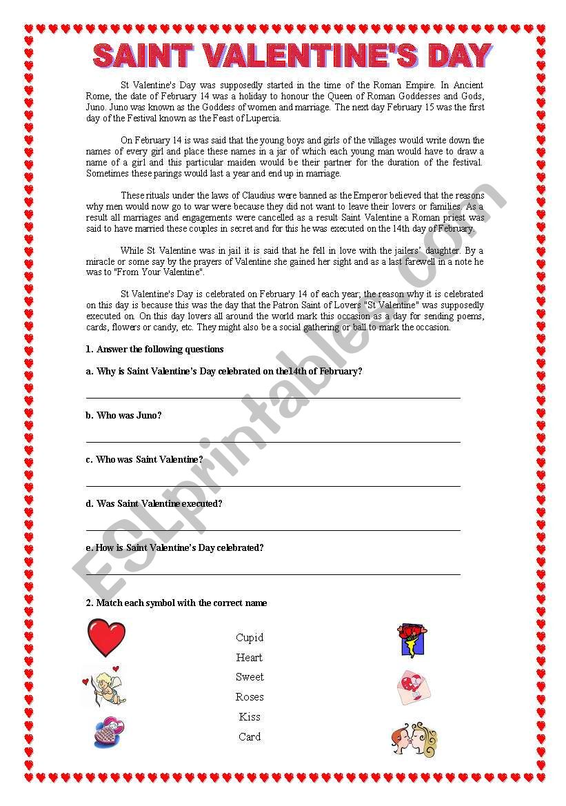 Valentines Day worksheet