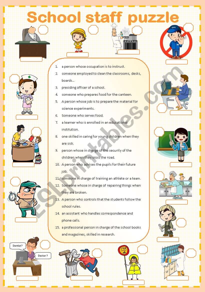 School staff puzzle 3/3 worksheet