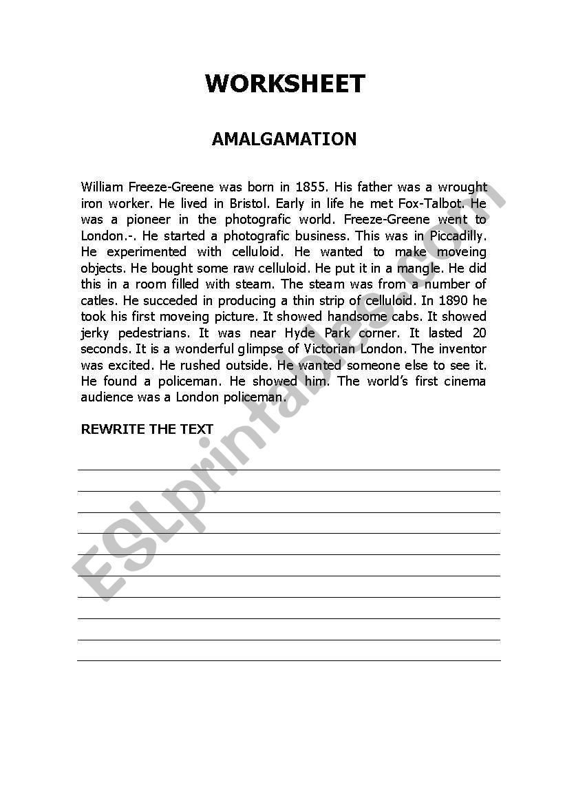 AMALGATION worksheet