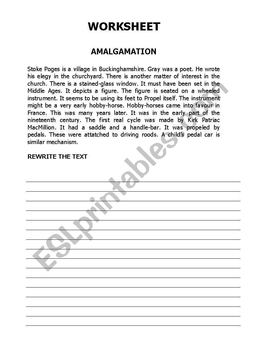 AMALGAMATION2 worksheet