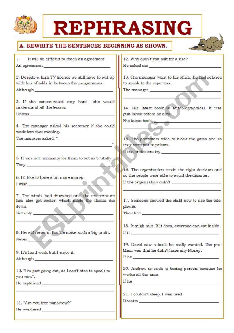 Rephrasing with key(08.02.10) worksheet