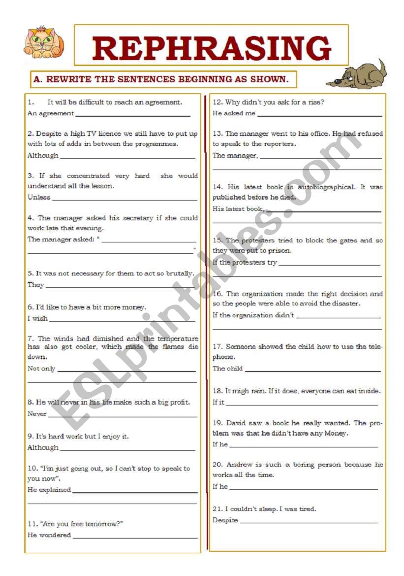 Rephrasing with key(08.02.10) worksheet