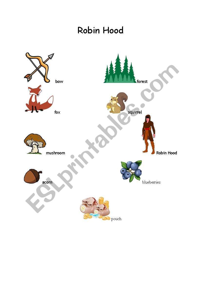 Robin Hood vocabulary-forest worksheet