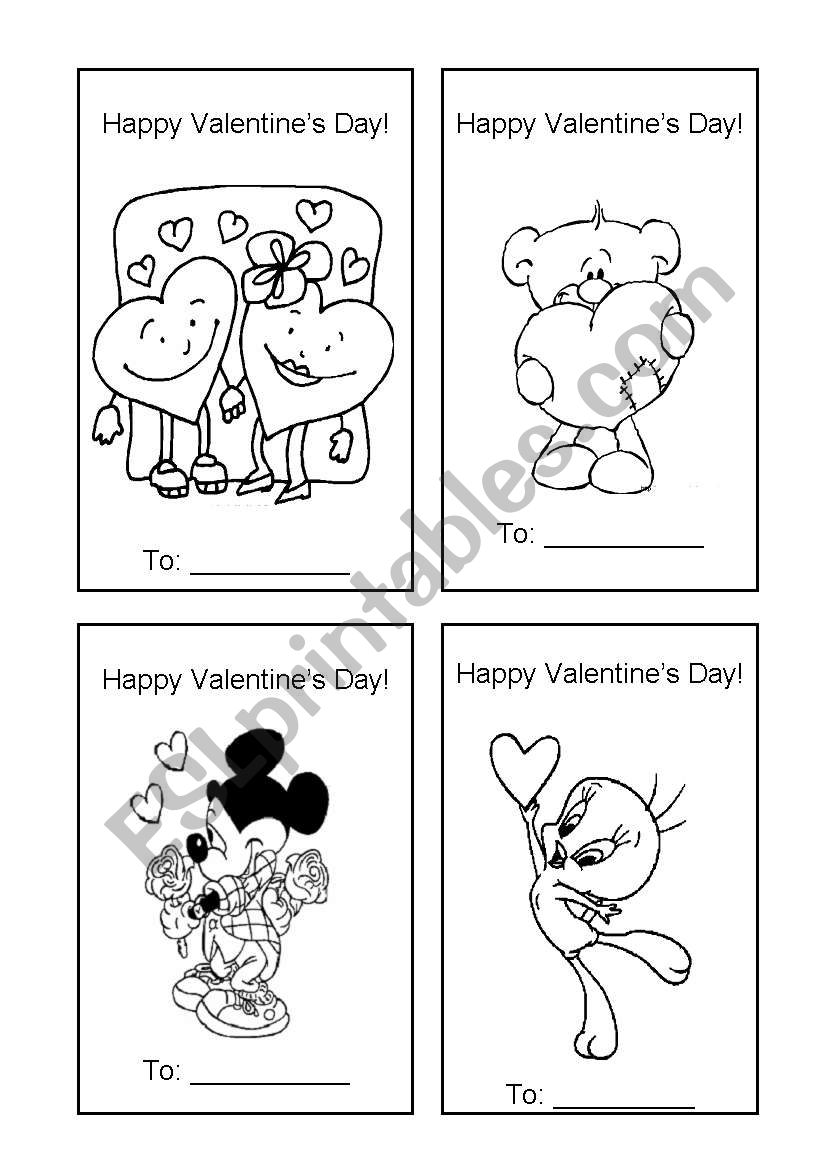 Valentines day cards worksheet
