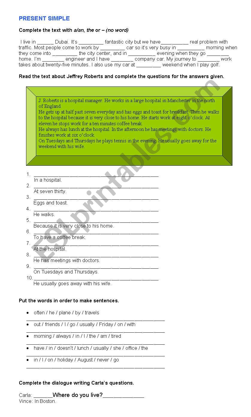Elementary Revision worksheet
