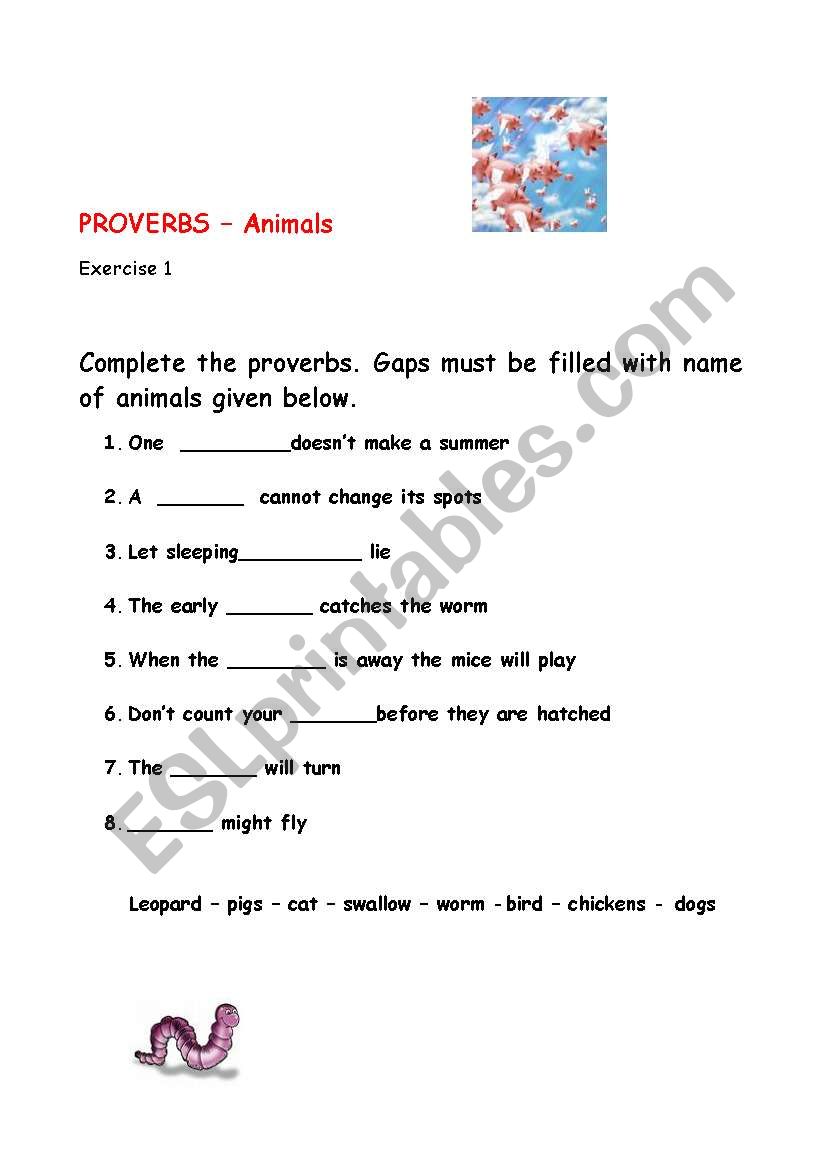 Proverbs - animals worksheet