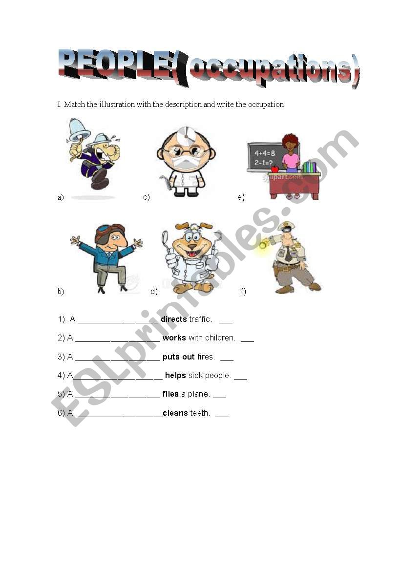 PEOPLE ( OCCUPATIONS ) worksheet