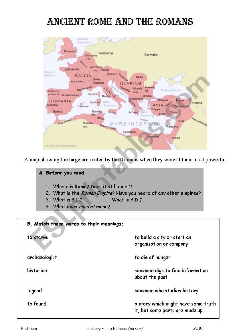 ancient rome and the romans worksheet
