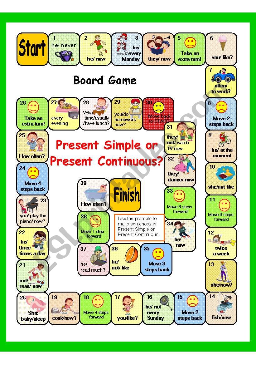 PRESENT SIMPLE vs PRESENT CONTINUOUS (game + key)