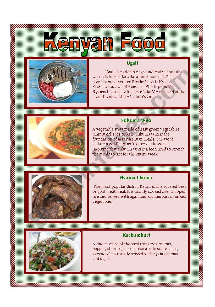 KENYAN FOOD!!!  worksheet