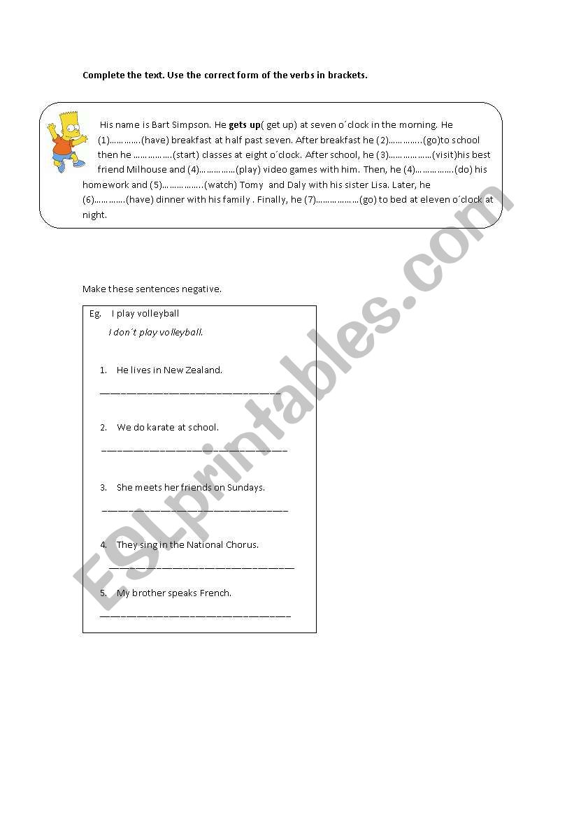  Present SimpleTest worksheet