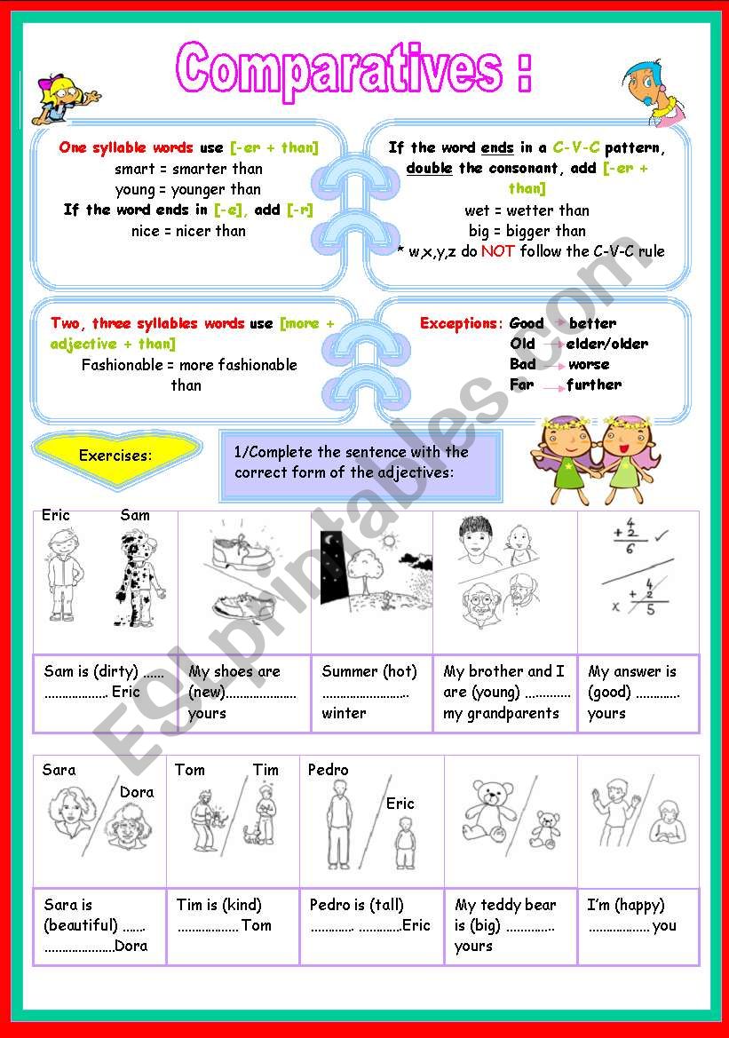 comparatives  worksheet