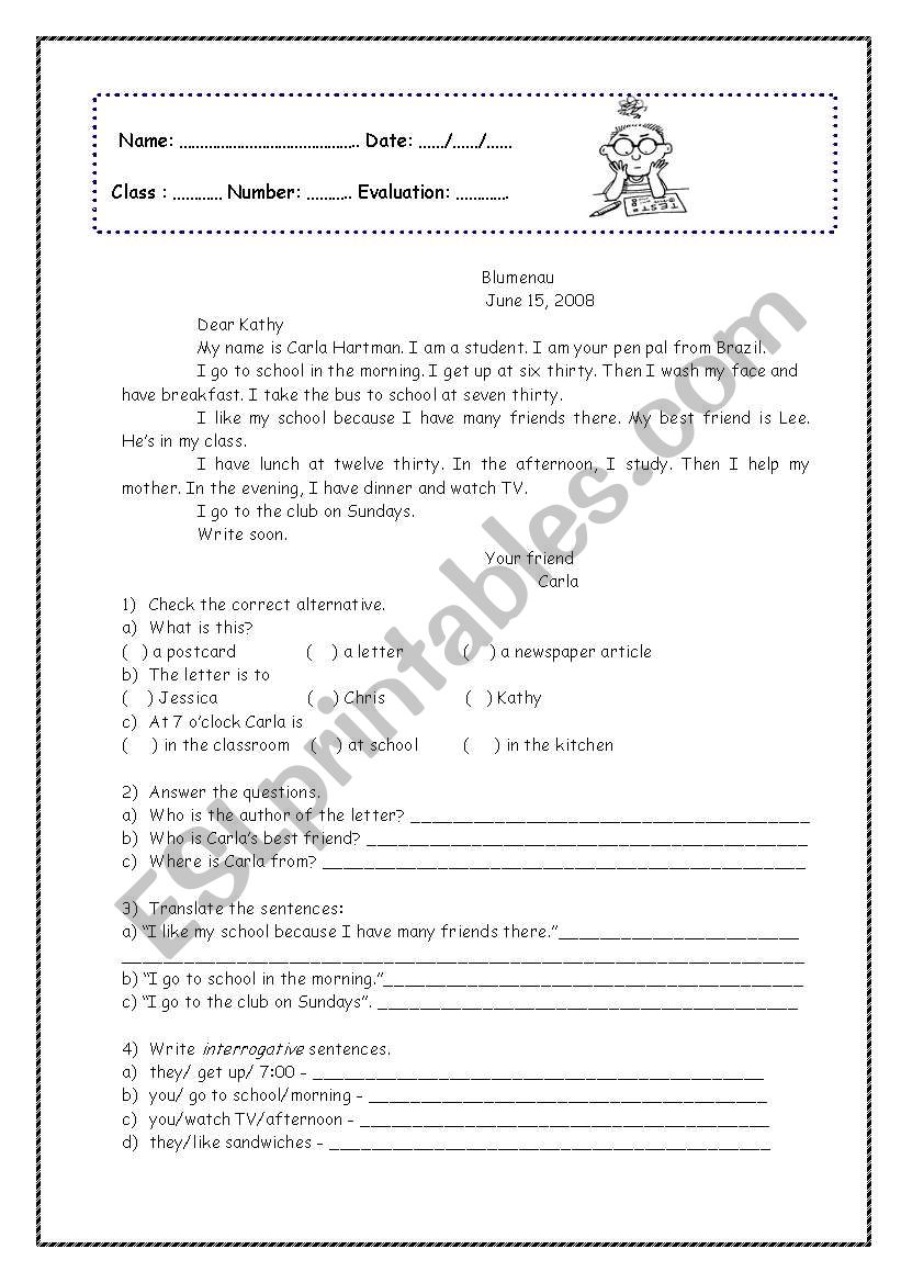 test  worksheet