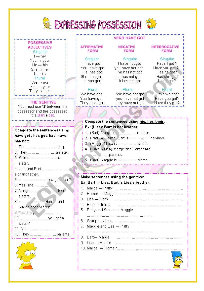 EXPRESSING POSSESSION worksheet