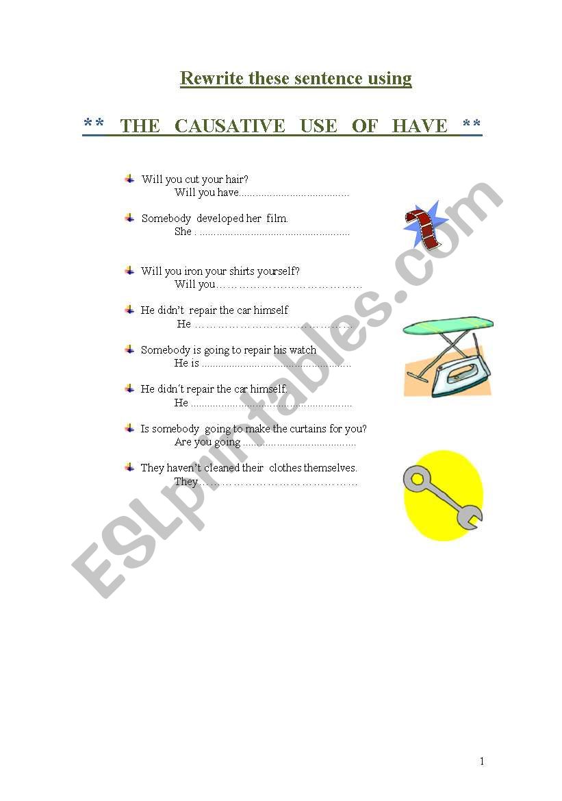 Causative use of have  worksheet