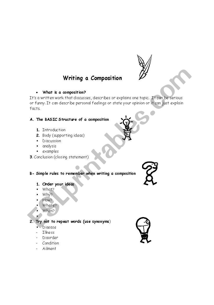Writing a composition worksheet