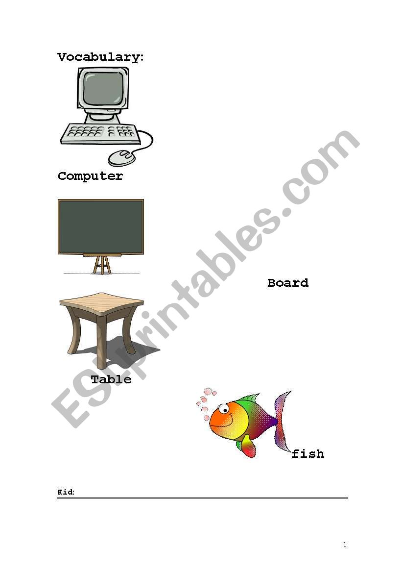 some vocabulary for the kids! worksheet