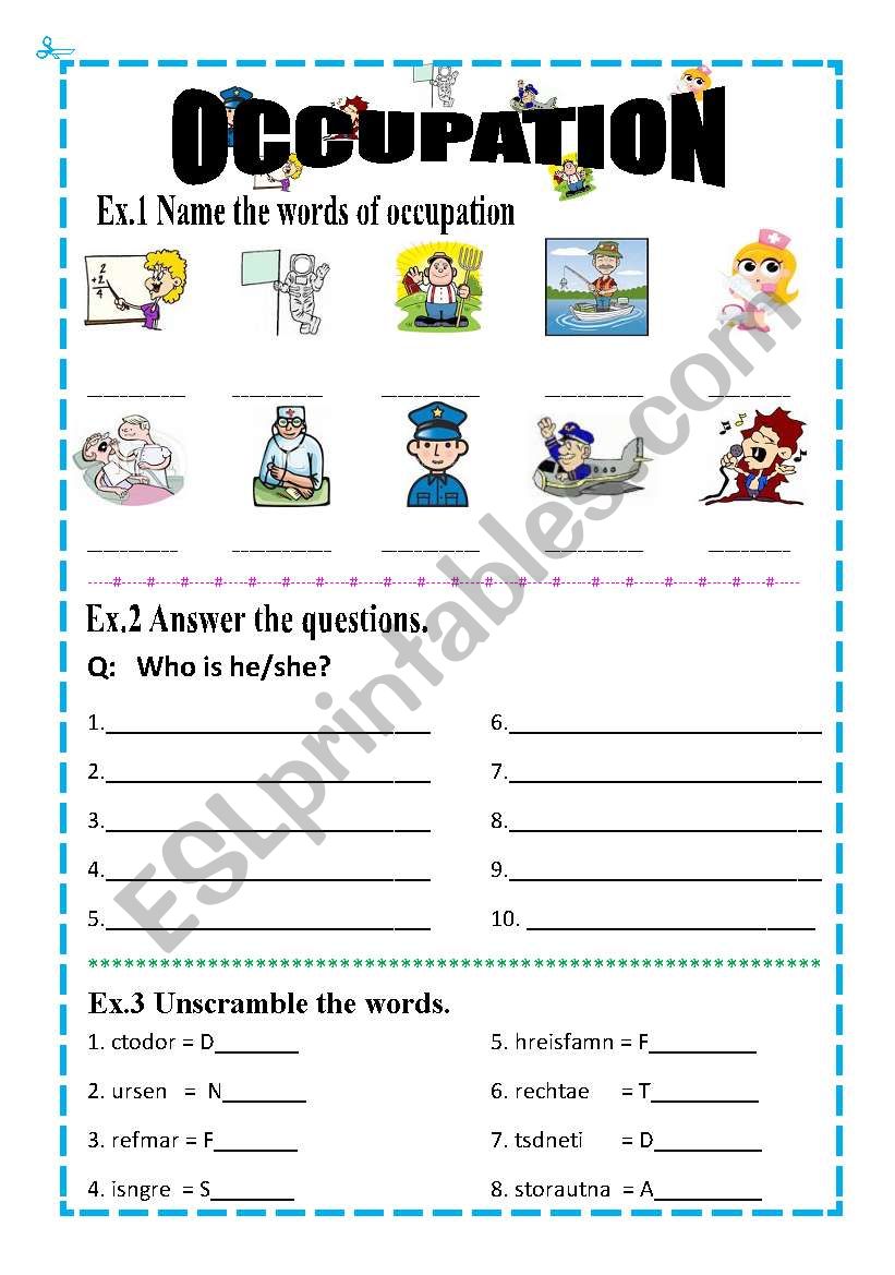 Occupation worksheet