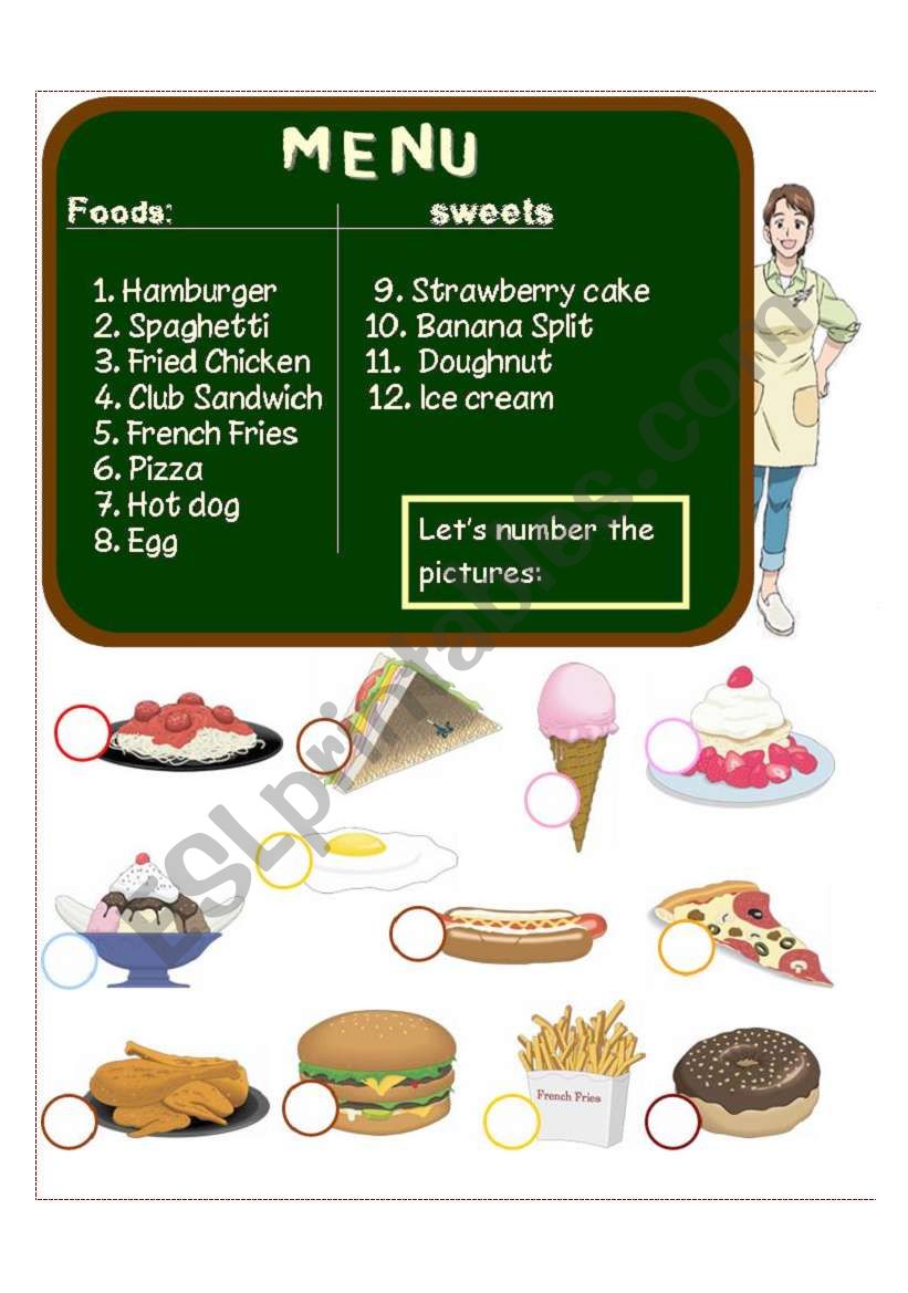 menu worksheet