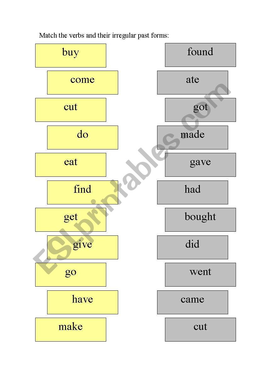 past simple irregular verbs worksheet