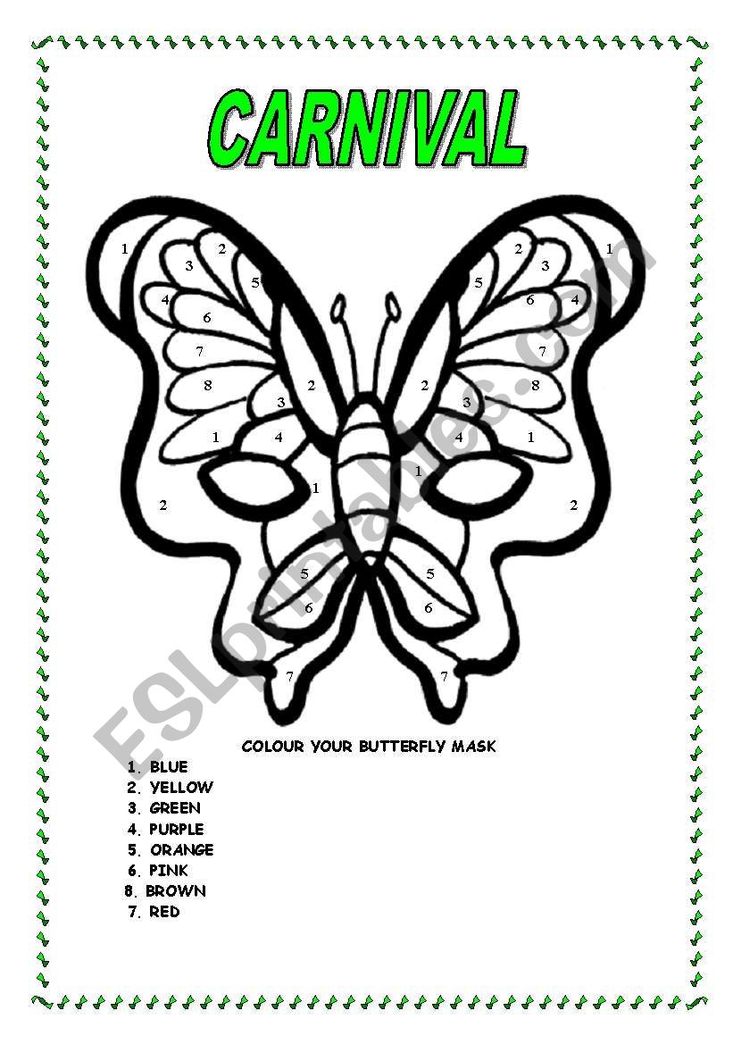 BUTTERFLY MASK worksheet