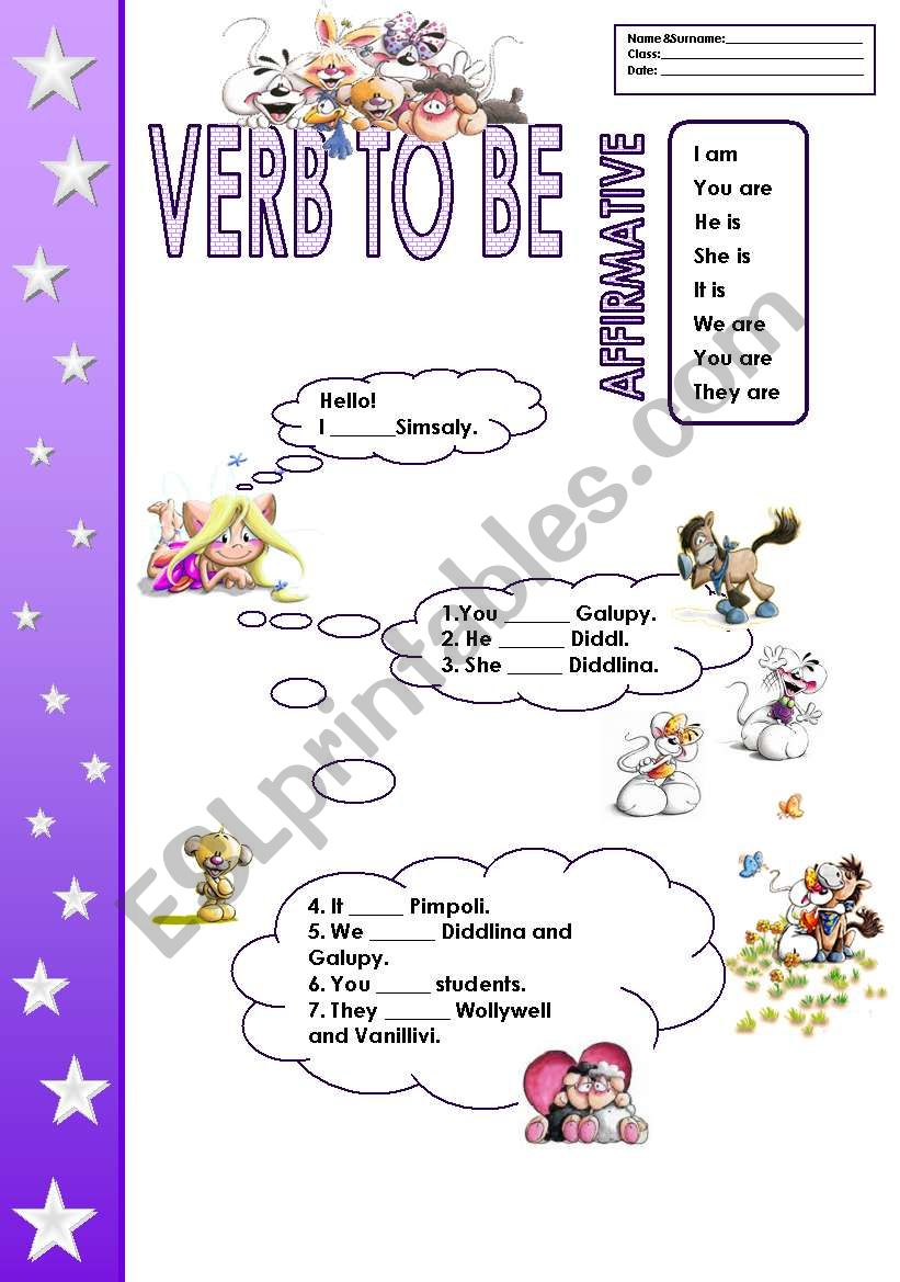 verb to be worksheet