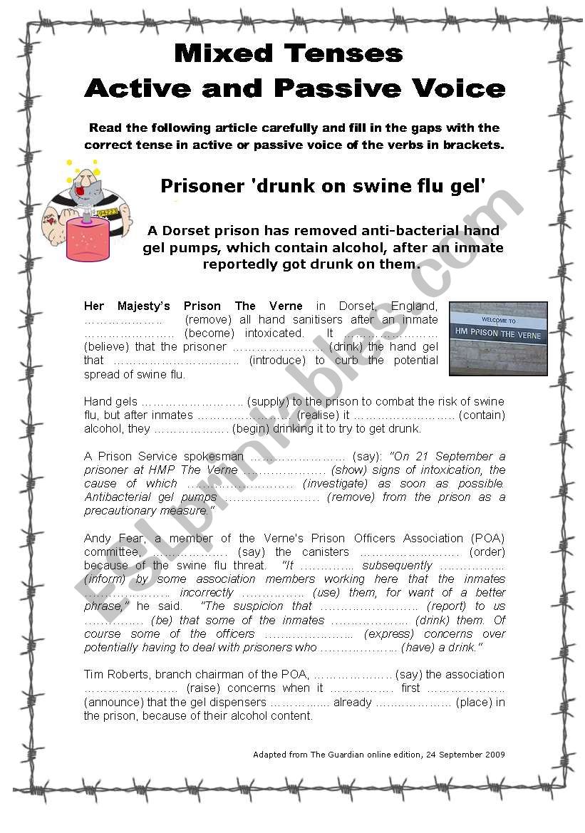 Mixed Tenses - Active and Passive Voce - With Key