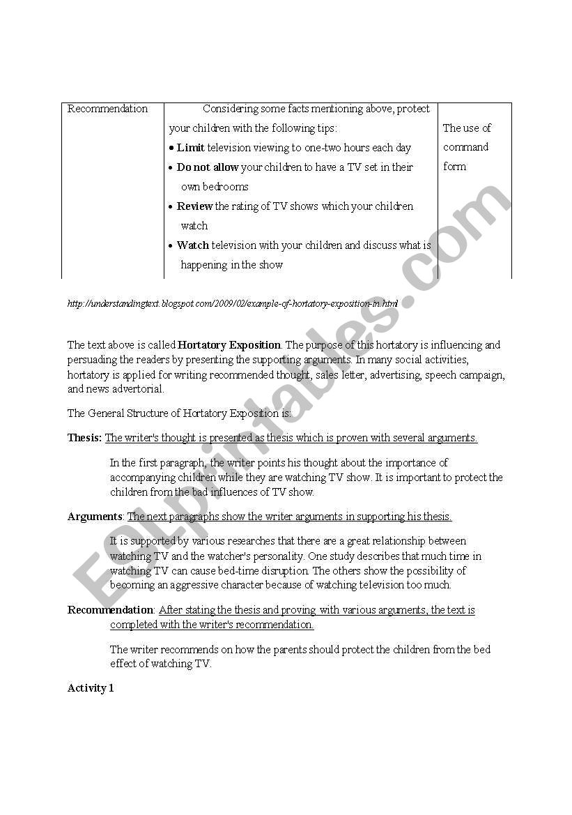 hortatory text example