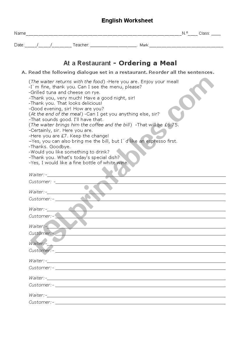 At the Restaurant - Ordering a meal