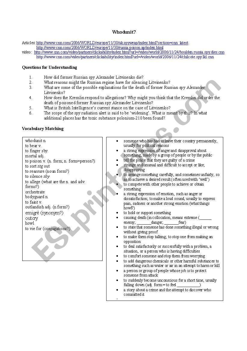 Who Dunnit? worksheet