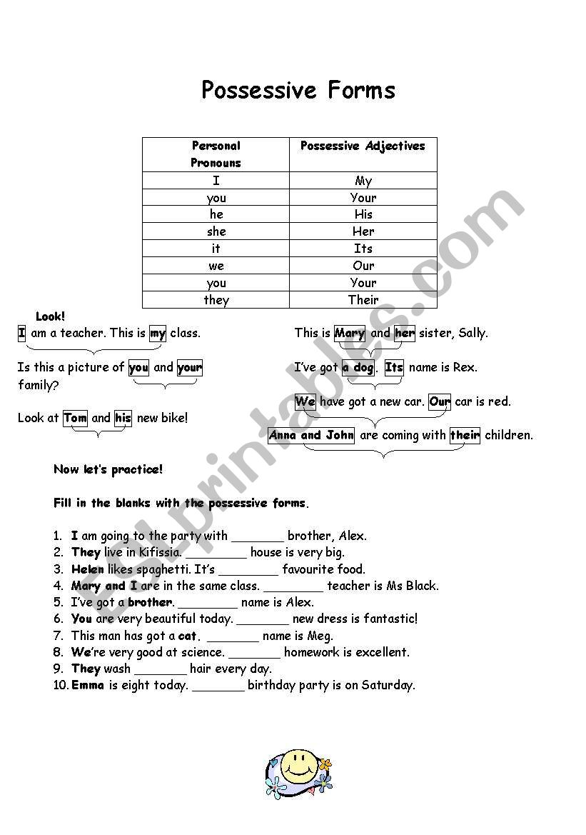 Possessive Adjectives worksheet