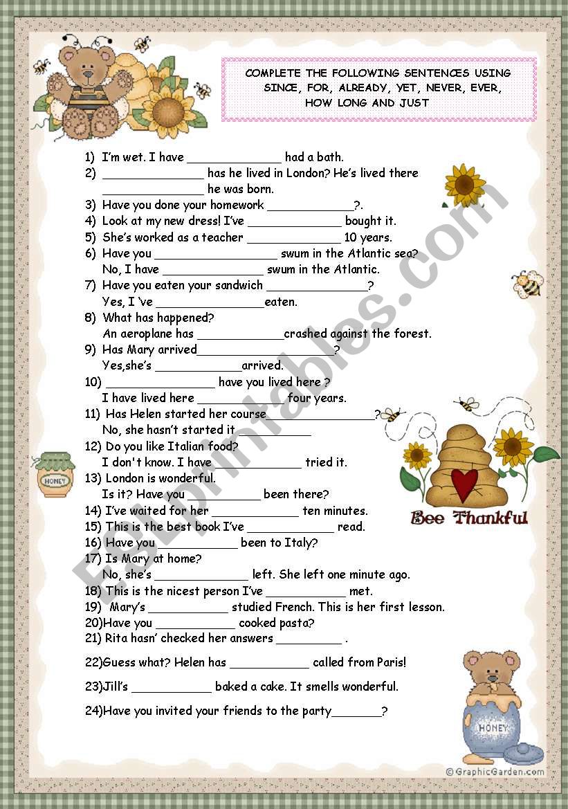 present perfect tense worksheet