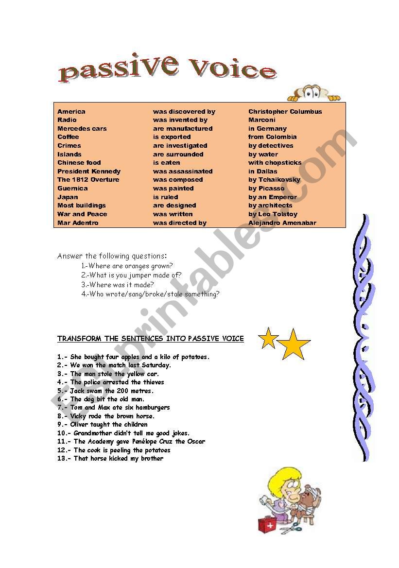 Passive voice worksheet