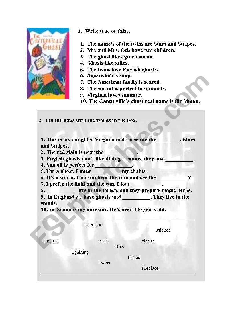 The Canterville Ghost worksheet