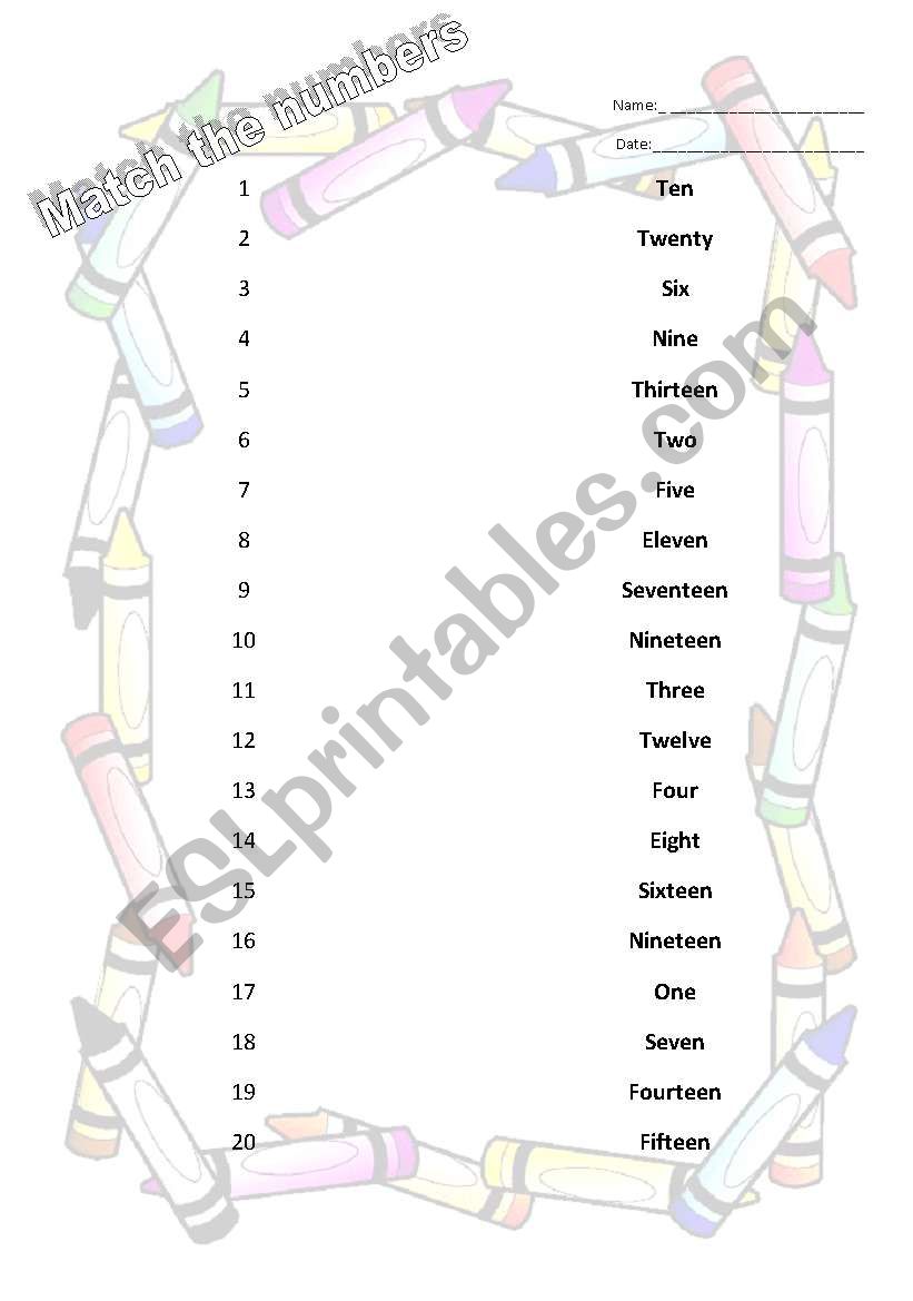 numbers worksheet