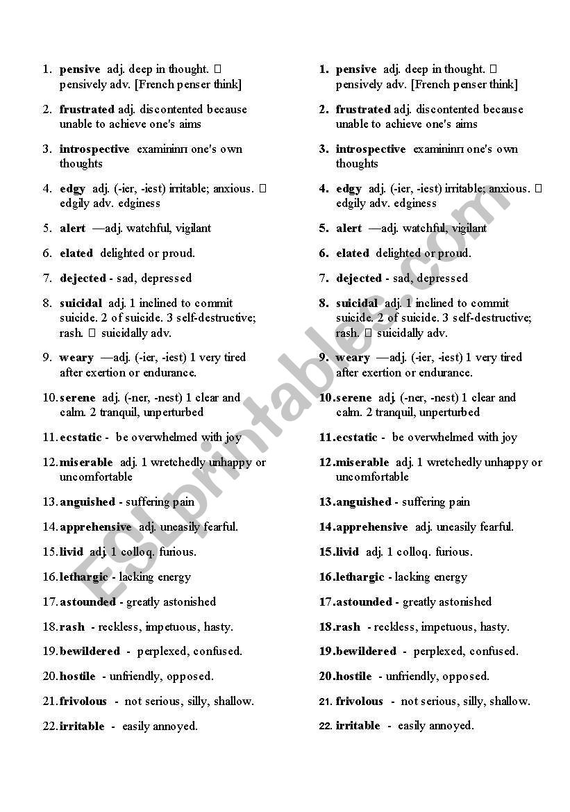 Moods worksheet