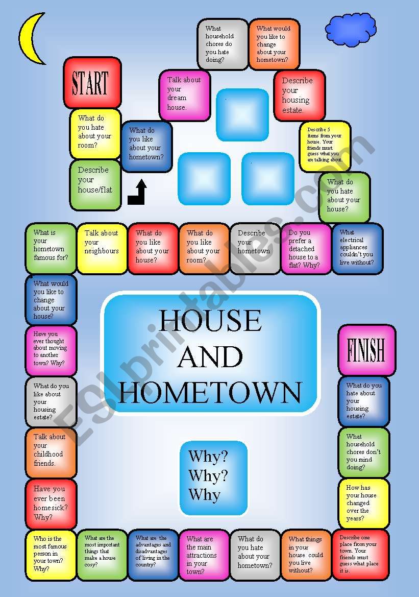 boardgame- house and hometown (B/W, editable)